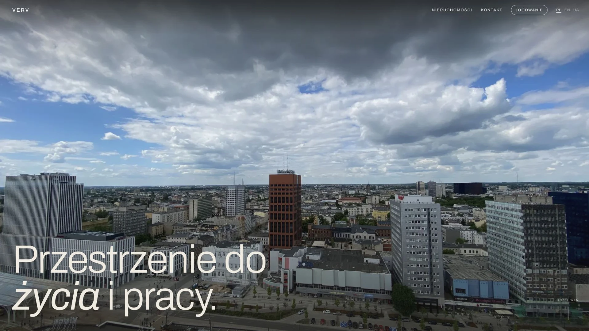 Aktualny widok strony Verv Nieruchomości